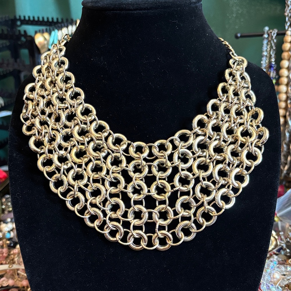 Amrita Singh Goldtone Chain Bib Necklace